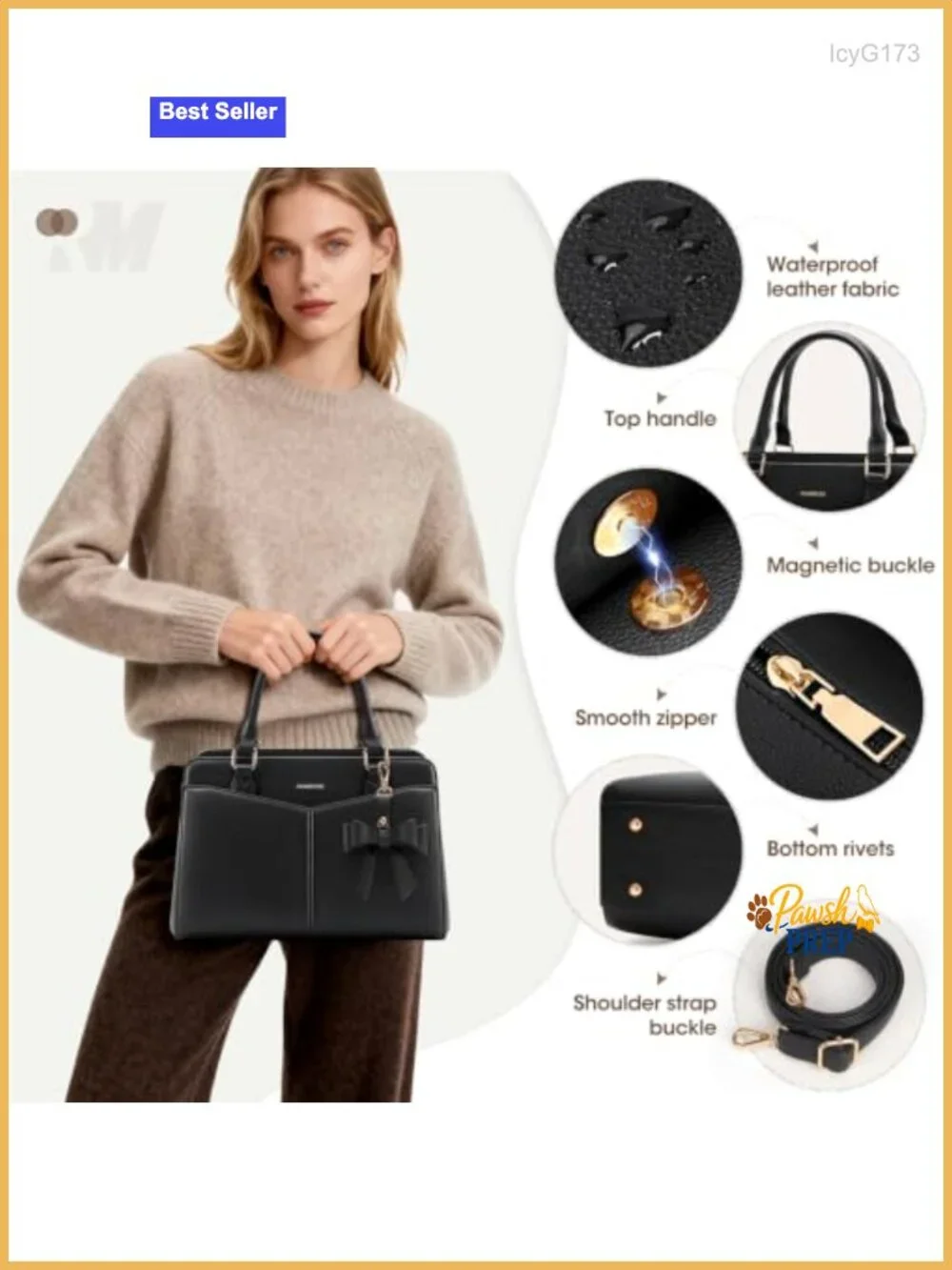 Women's PU Leather Satchel Purse Structured Work Handbag Fits 11'' iPad